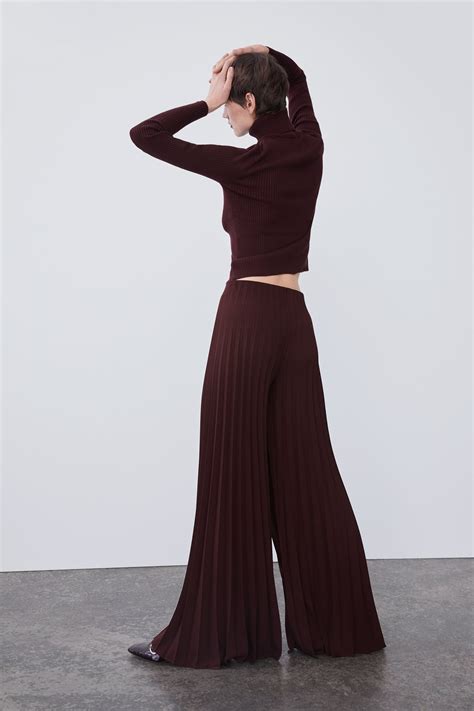 wide leg pants zara|wide leg pleated palazzo pants.